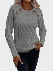 Clara – Πουλόβερ με Κουμπιά και Πλεκτή Υφή