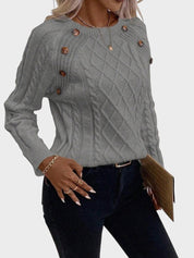 Clara – Πουλόβερ με Κουμπιά και Πλεκτή Υφή