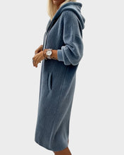 Καθημερινό πλεκτό φόρεμα φούτερ με κουκούλα και σχέδιο κυψέλης