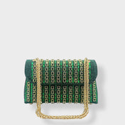 Στελλίνα | Κομψή τσάντα ώμου με αλυσίδα και χρωματιστά διαμάντια 