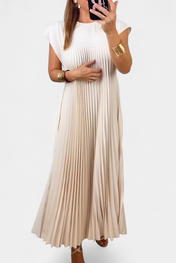 Manuela Αμάνικο Φόρεμα με Πιέτες και Ψηλή Μέση