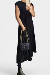 Manuela Αμάνικο Φόρεμα με Πιέτες και Ψηλή Μέση