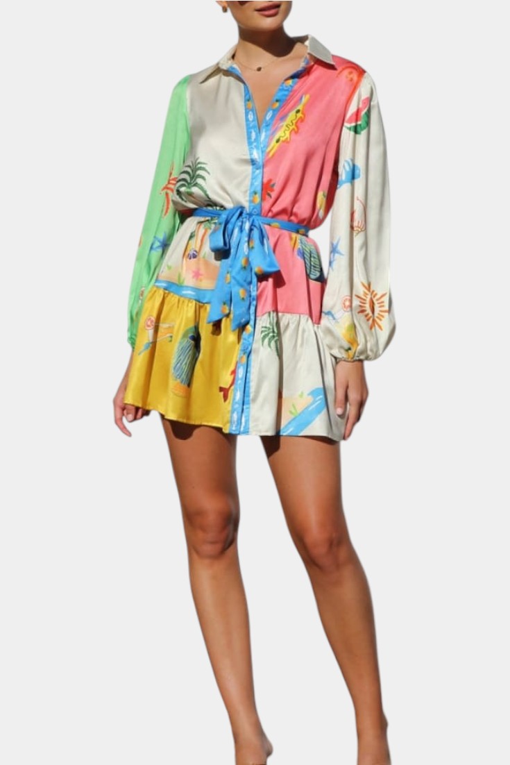 Fallon Μίνι Φόρεμα με Πολύχρωμο Σχέδιο