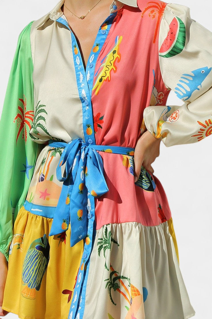 Fallon Μίνι Φόρεμα με Πολύχρωμο Σχέδιο