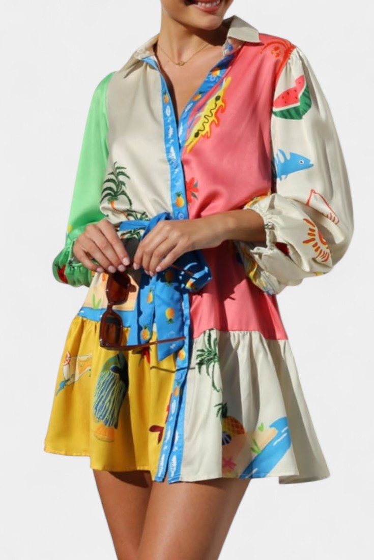 Fallon Μίνι Φόρεμα με Πολύχρωμο Σχέδιο