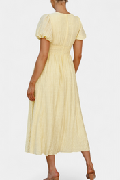 Mélia Φόρεμα Maxi με Λαιμόκοψη V και Φουσκωτά Μανίκια