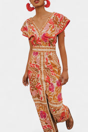 Suzanne Μάξι Λουλουδάτο Φόρεμα με Ζωντανά Χρώματα