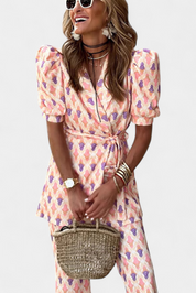 Araceli Σετ με Στάμπα, Μπλέιζερ και Καμπάνα Παντελόνι