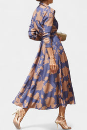 Samaria Μίντι Φόρεμα με Κουμπιά και Λουλουδάτο Γιακά