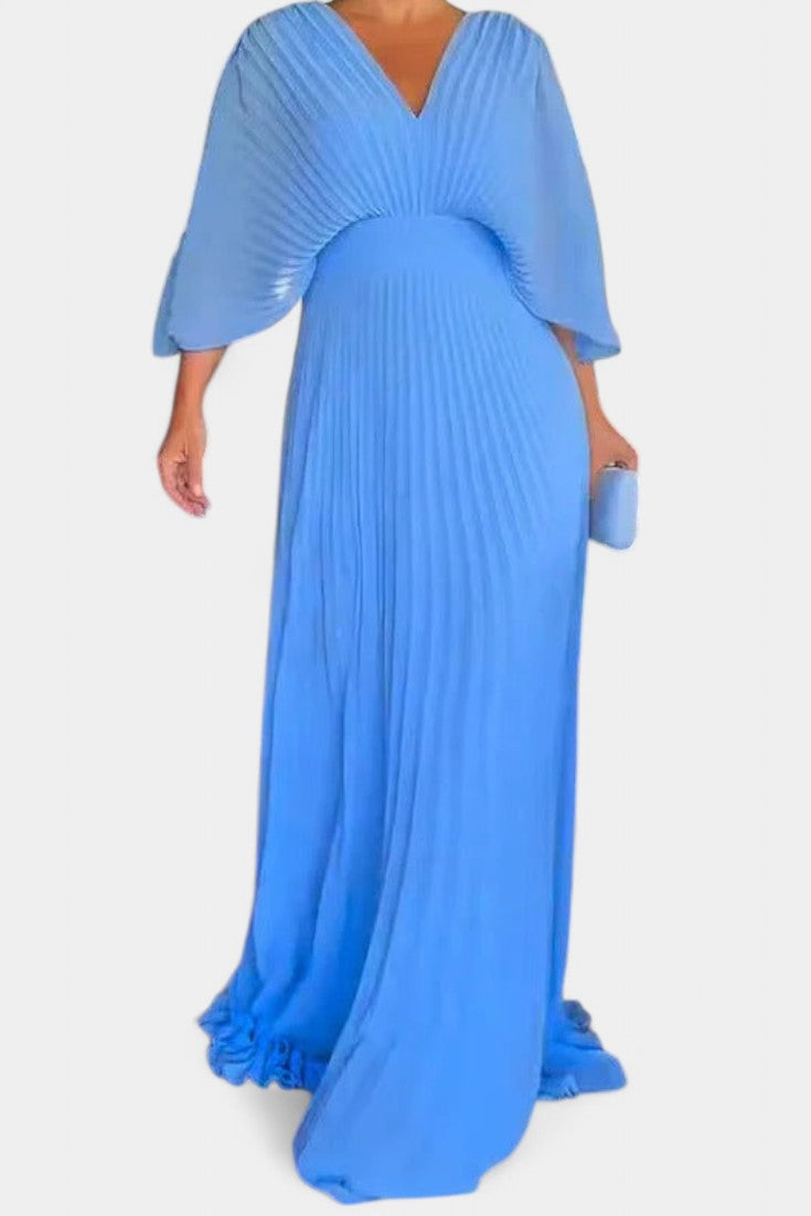 Anita Μίντι Φόρεμα με Πιέτες και V Ντεκολτέ