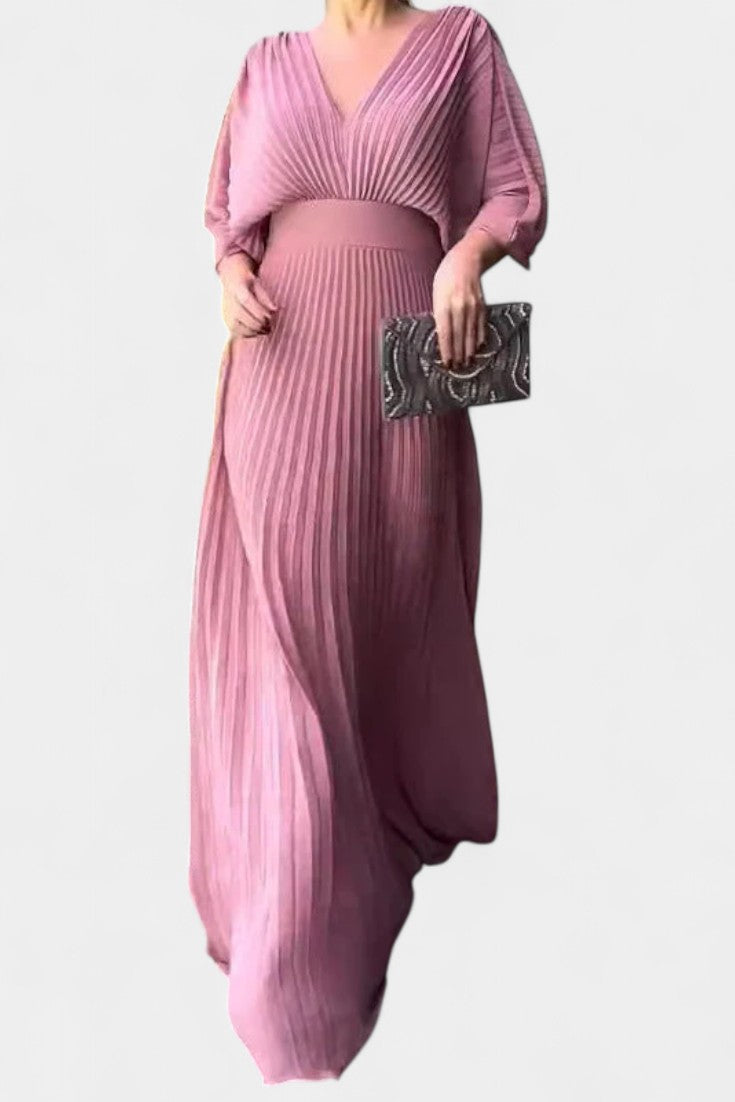 Anita Μίντι Φόρεμα με Πιέτες και V Ντεκολτέ