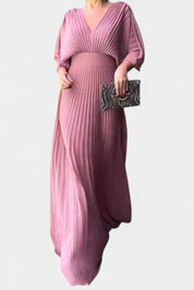 Anita Μίντι Φόρεμα με Πιέτες και V Ντεκολτέ