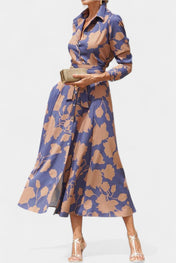 Samaria Μίντι Φόρεμα με Κουμπιά και Λουλουδάτο Γιακά