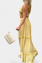 Ilys Ρομαντικό Σετ με Τοπ από Δαντέλα και Μακριά Ογκώδη Φούστα