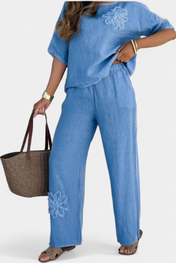 Natalia Χαλαρό Σετ από Κεντημένο Λινό με Άνετη Σιλουέτα