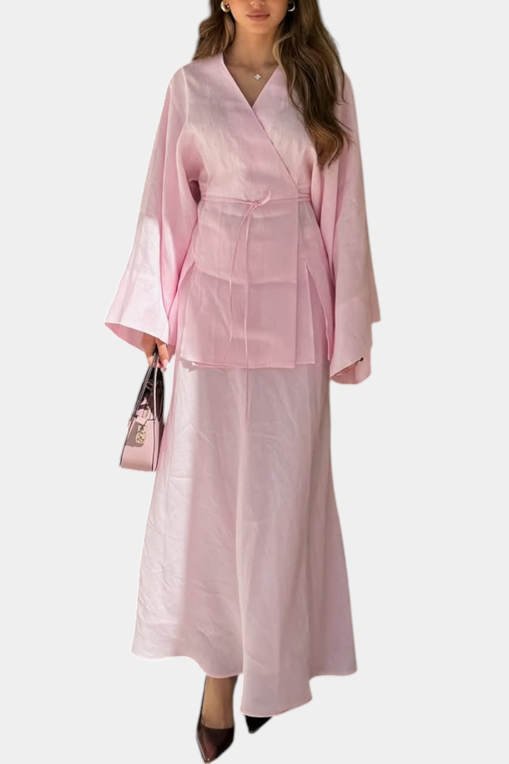 Zelda Σετ με Πουκάμισο με Λαιμόκοψη V και Φούστα με Άνοιγμα