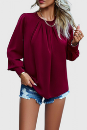 Dottie Μπλούζα με Μακριά Μανίκια και Δαντελένιο Γιακά