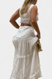 Ilys Ρομαντικό Σετ με Τοπ από Δαντέλα και Μακριά Ογκώδη Φούστα