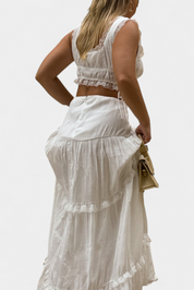 Ilys Ρομαντικό Σετ με Τοπ από Δαντέλα και Μακριά Ογκώδη Φούστα