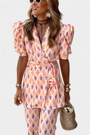 Araceli Σετ με Στάμπα, Μπλέιζερ και Καμπάνα Παντελόνι