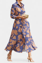 Samaria Μίντι Φόρεμα με Κουμπιά και Λουλουδάτο Γιακά