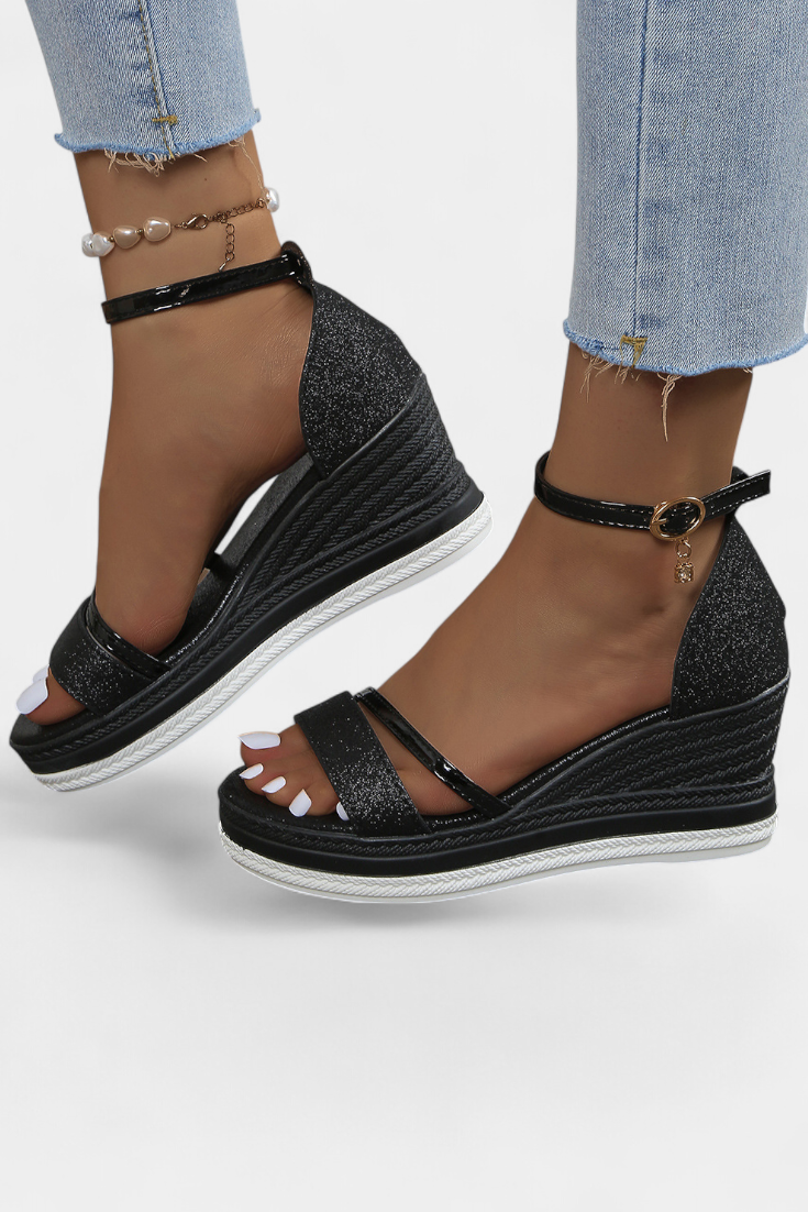 Corinne Orthopedic Wedge Platform Σανδάλια με γυαλιστερό φινίρισμα