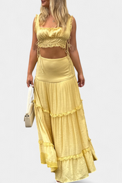 Ilys Ρομαντικό Σετ με Τοπ από Δαντέλα και Μακριά Ογκώδη Φούστα