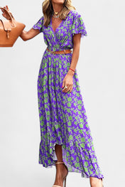 Kinslee Μάξι Φόρεμα Swing Στυλ με V Ντεκολτέ