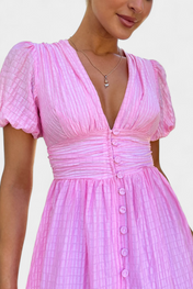 Mélia Φόρεμα Maxi με Λαιμόκοψη V και Φουσκωτά Μανίκια