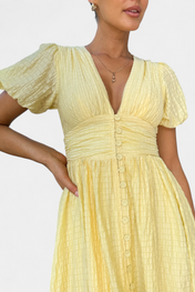 Mélia Φόρεμα Maxi με Λαιμόκοψη V και Φουσκωτά Μανίκια