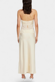 Fjorela Σετ με Μίντι Φούστα και Στράπλες Τοπ σε Απόχρωση Butter