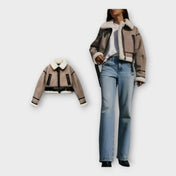 Δερμάτινο Μπουφάν με Επένδυση και Ζώνη