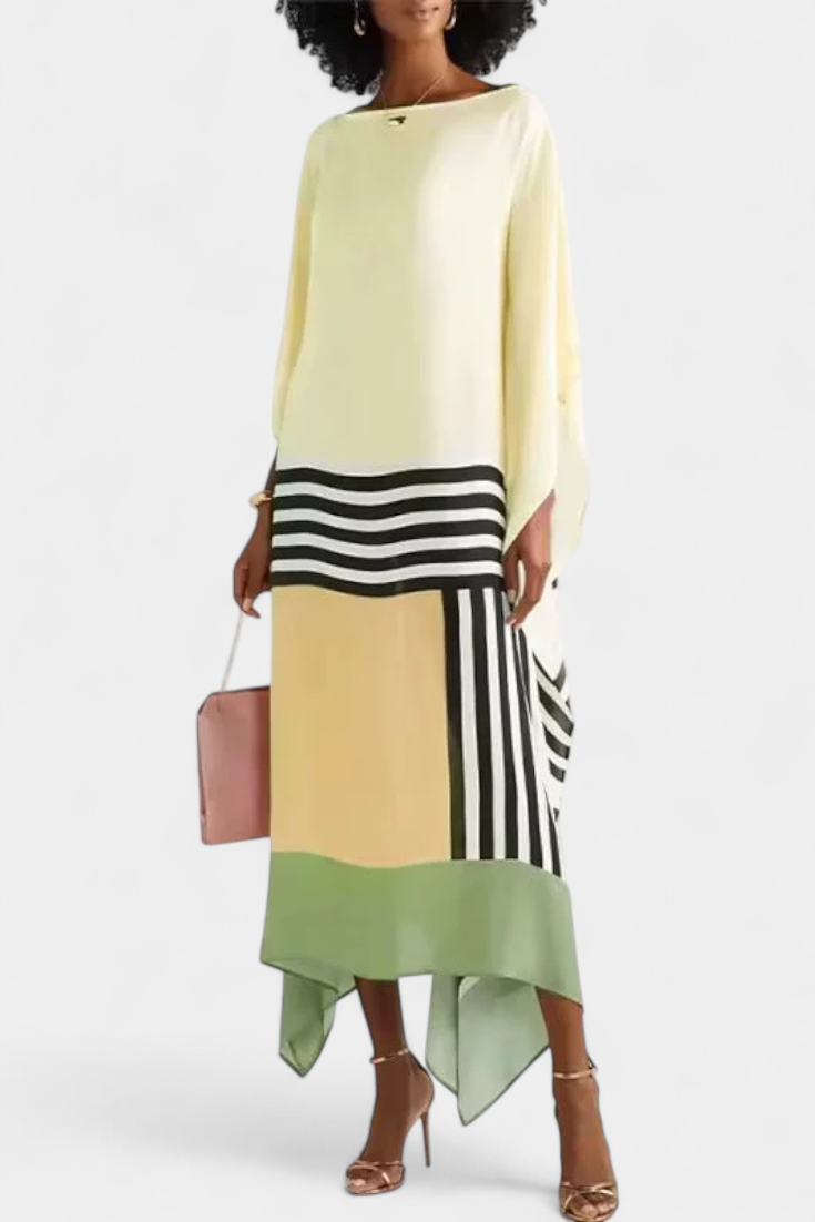 Ελενόρα Καφτάνι με Γεωμετρικό Σχέδιο, Φαρδιά Γραμμή και Ύφασμα Butterfly Mesh