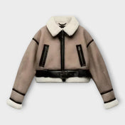 Δερμάτινο Μπουφάν με Επένδυση και Ζώνη