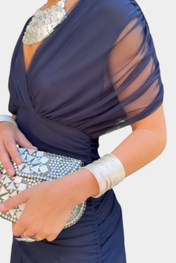 Alondra Μακρύ Φόρεμα με Φλοράλ Φανταχτερό Σχέδιο και Ντεκολτέ