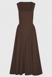 Verona Φόρεμα Midi με Τετράγωνη Λαιμόκοψη