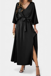 Milly Εlegant φόρεμα με φιόγκο και άνοιγμα