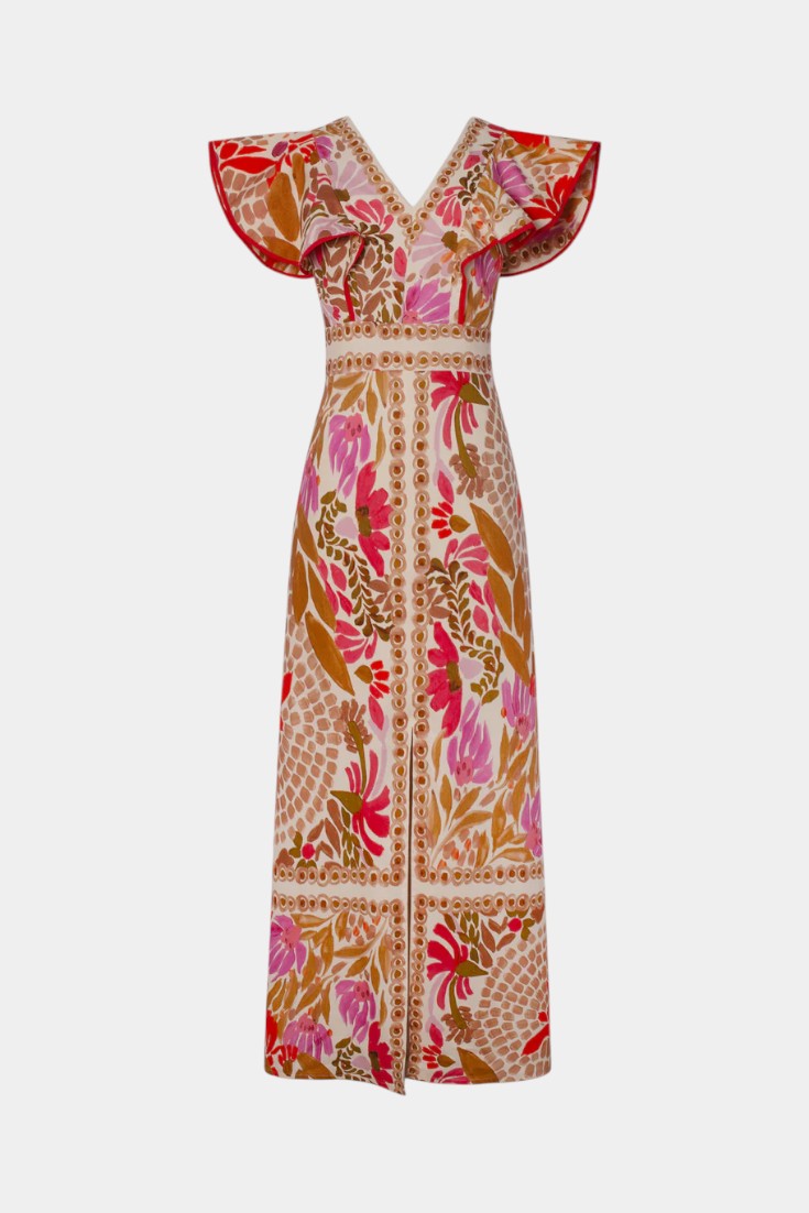 Suzanne Μάξι Λουλουδάτο Φόρεμα με Ζωντανά Χρώματα