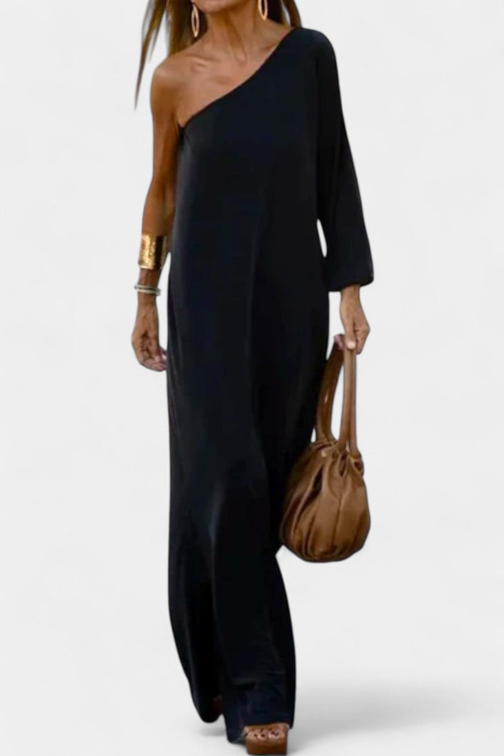 Maddie Κομψό Μίντι Φόρεμα με Έναν Ώμο