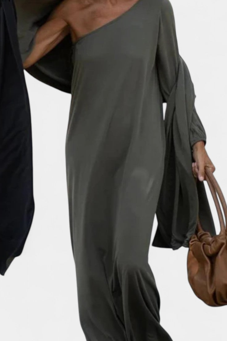 Maddie Κομψό Μίντι Φόρεμα με Έναν Ώμο