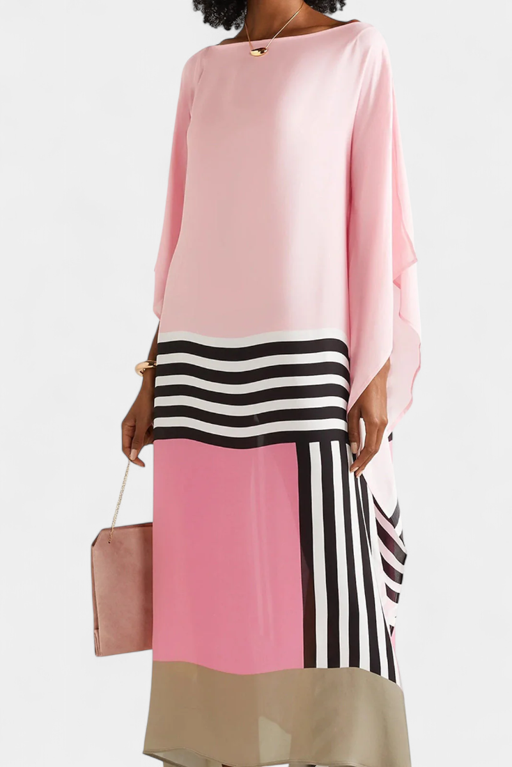 Ελενόρα Καφτάνι με Γεωμετρικό Σχέδιο, Φαρδιά Γραμμή και Ύφασμα Butterfly Mesh