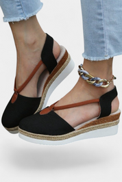 Eunate Σανδάλια με εφέ γιούτας και φυσική λεπτομέρεια