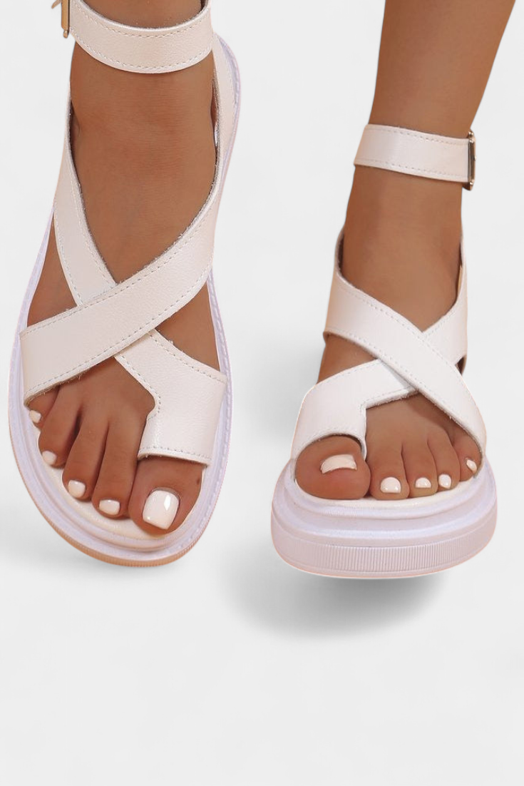 Estela Γυναικεία πέδιλα πλατφόρμας με συνθετικές σταυρωτές τιράντες