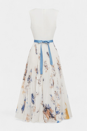 Elise Μίντι Αμάνικο Πλισέ Φόρεμα με Floral Print