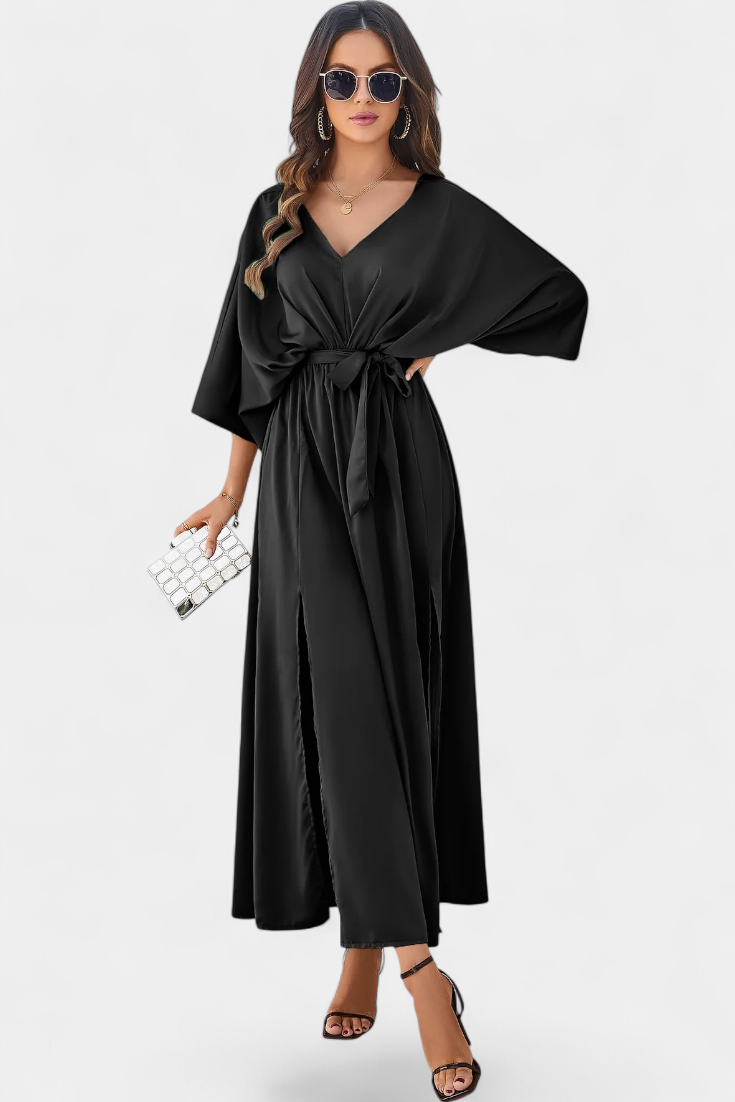 Milly Εlegant φόρεμα με φιόγκο και άνοιγμα