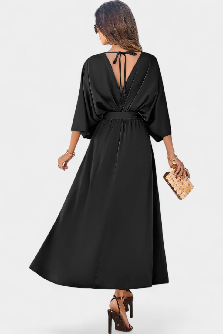 Milly Εlegant φόρεμα με φιόγκο και άνοιγμα