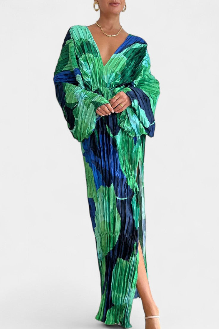 Rebecca Μάξι Φόρεμα με Κόψιμο και Πιέτες