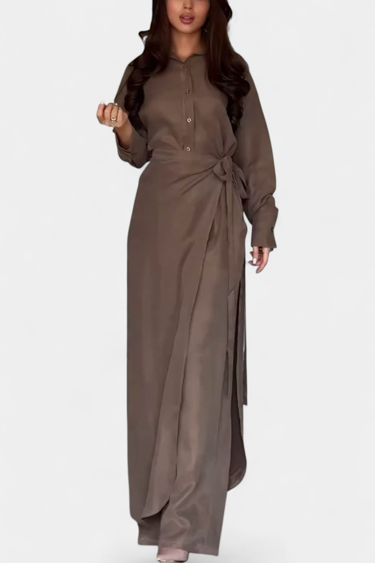 Marisol Καθημερινό Σετ με Φαρδύ Πουκάμισο και Παντελόνι-Φούστα