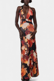 Melody Πουά Maxi Φόρεμα με Βαθιά Λαιμόκοψη