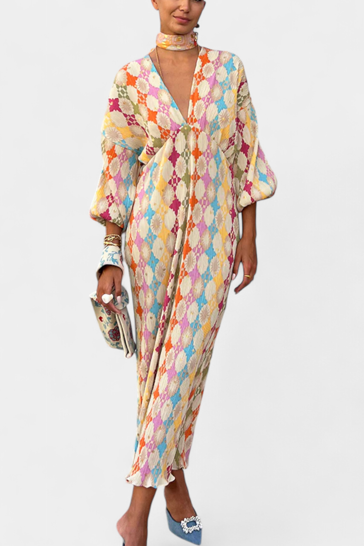 Shanice Μάξι Φόρεμα με Γεωμετρική Στάμπα